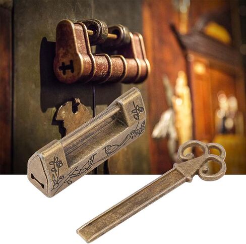 Antique Keys, Vintage Keys, Traditional Flowers Bird Padlock, for Vintage Furniture, 1.6 X 0.7 X 0.4 Inch, Bronze ﻿ in Saudi Arabia