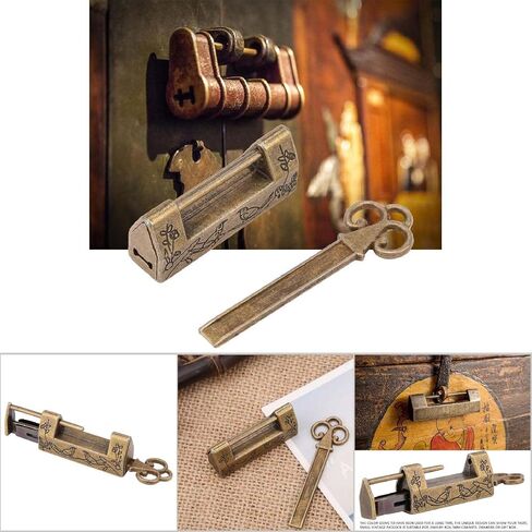 Antique Keys, Vintage Keys, Traditional Flowers Bird Padlock, for Vintage Furniture, 1.6 X 0.7 X 0.4 Inch, Bronze ﻿ in Saudi Arabia