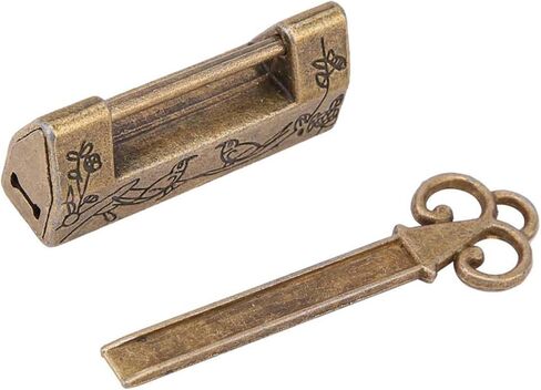 Antique Keys, Vintage Keys, Traditional Flowers Bird Padlock, for Vintage Furniture, 1.6 X 0.7 X 0.4 Inch, Bronze ﻿ in Saudi Arabia