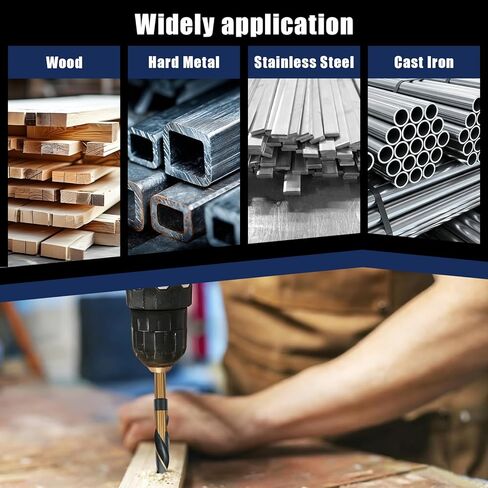 Pro Edge 8pcs Reduced Shank Drill Bit Set, M2 HSS Metal Drill Bits for Wood Plastic, 135° Split Point, 1/2" Reduced Shank, Sizes from 9/16" to 1" Silver and Deming with Aluminum Carry Case in Saudi Arabia