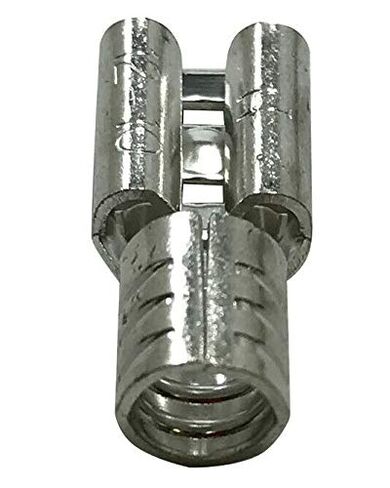 Sherco-Auto 200 Pcs Non-Insulated 8 Gauge Female Spade Quick Disconnect Connector - .250 1/4" Stud Wire Terminal - Brass & V-Grooves Serrations for Strong Crimps & Corrosion Resistance - Made in USA in Saudi Arabia