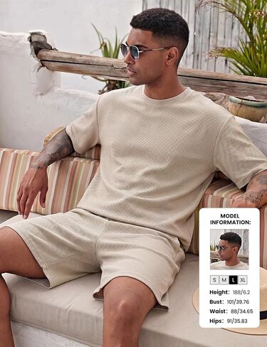 Yimoon Men's 2 Piece Outfits Oversized Short Sleeve T Shirt & Shorts Set Summer Casual Tracksuit in Saudi Arabia
