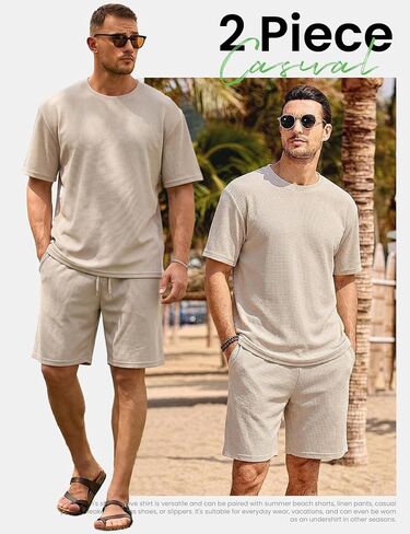 Yimoon Men's 2 Piece Outfits Oversized Short Sleeve T Shirt & Shorts Set Summer Casual Tracksuit in Saudi Arabia