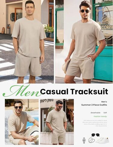 Yimoon Men's 2 Piece Outfits Oversized Short Sleeve T Shirt & Shorts Set Summer Casual Tracksuit in Saudi Arabia