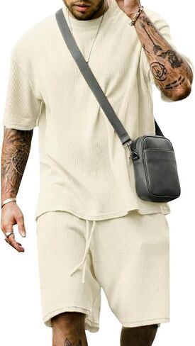 Yimoon Men's 2 Piece Outfits Oversized Short Sleeve T Shirt & Shorts Set Summer Casual Tracksuit in Saudi Arabia