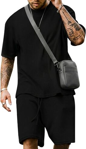 Yimoon Men's 2 Piece Outfits Oversized Short Sleeve T Shirt & Shorts Set Summer Casual Tracksuit in Saudi Arabia