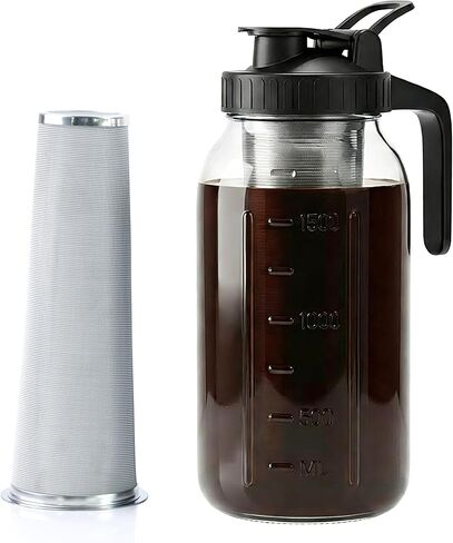 Cold Brew Mason Jar Coffee Maker 32 OZ Wide Mouth Cold Brew Pitcher With Coffee Filter For Coffee, Iced Tea, Sun Tea, Lemonade in Saudi Arabia