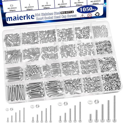 1120Pcs 304 Stainless Steel M1 M1.2 M1.4 M1.6 M2 M2.5 Metric Micro Screws Nuts Assortment, Hex Nuts, Phillips Pan Head, Small Machine Screws, for Arduino, RC Models, Electronics and DIY in Saudi Arabia