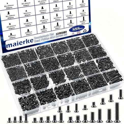 1120Pcs 304 Stainless Steel M1 M1.2 M1.4 M1.6 M2 M2.5 Metric Micro Screws Nuts Assortment, Hex Nuts, Phillips Pan Head, Small Machine Screws, for Arduino, RC Models, Electronics and DIY in Saudi Arabia