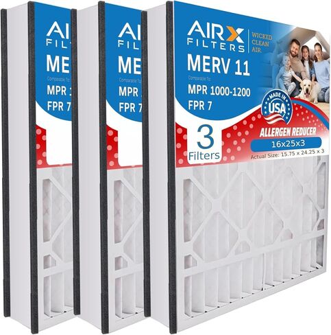 مرشحات AIRX الهواء النظيف الشرير. فلتر هواء 16x25x3 MERV 11 متوافق مع فلتر الفرن Air Bear 255649-101، 3 عبوات in Saudi Arabia