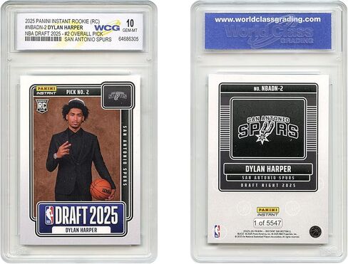 2025 NBA Panini Dylan Harper # 2 Draft Pick Rookie Card RC # NBADN-2 Spurs - متدرج GEM Mint 10 in Kuwait