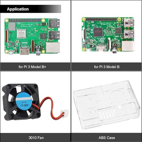 لجراب Raspberry Pi، لجراب Raspberry Pi 3 b+، جراب شفاف متوافق مع تركيب مروحة اللوحة الأم 3B 3B+، مع براغي مبدد حرارة المروحة ومفك براغي وسجادات مضادة للانزلاق in Kuwait