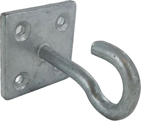 Merriway® BH01877 Steel Clothesline Wall Hook – 5/16 Inch (8mm) Thick, 2 x 2 Inch Galvanized Rust-Proof Plate in Saudi Arabia