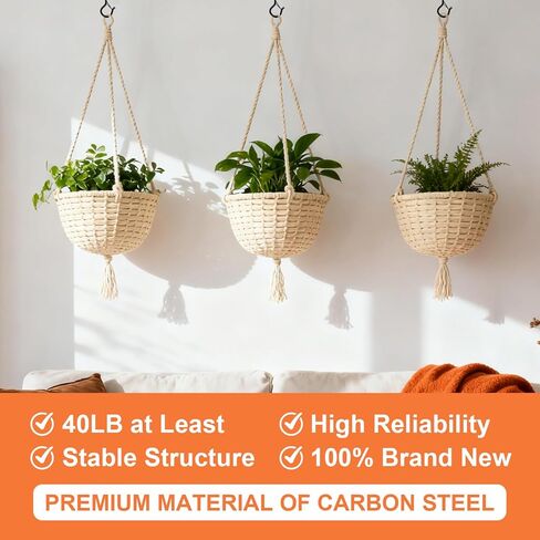 Heavy Duty Ceiling Screw Hooks with Safety Buckle, Black Metal, 2.16 Inches, 5 Pack, for Hanging Plants, String Lights, Wind Chimes in Saudi Arabia