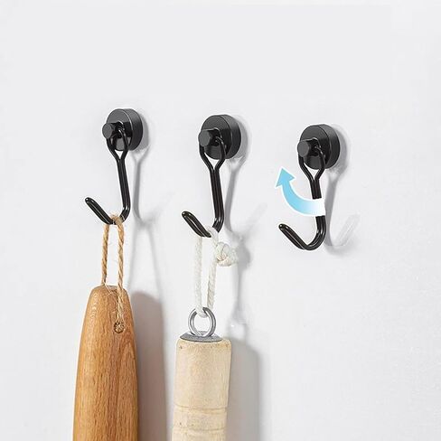 2Pcs Large Size Heavy Duty Hooks, Strong Neodymium Earth for Hanging, Perfect for Refrigerators, Grills, Cruise Cabins & Storage Black in Saudi Arabia