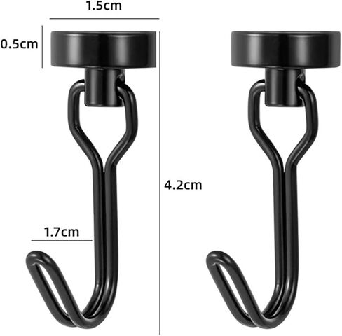 2Pcs Large Size Heavy Duty Hooks, Strong Neodymium Earth for Hanging, Perfect for Refrigerators, Grills, Cruise Cabins & Storage Black in Saudi Arabia