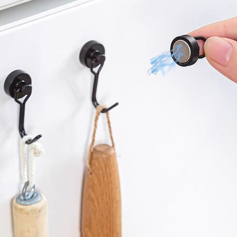 2Pcs Large Size Heavy Duty Hooks, Strong Neodymium Earth for Hanging, Perfect for Refrigerators, Grills, Cruise Cabins & Storage Black in Saudi Arabia