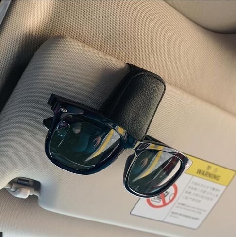 Leather Sunglasses Holder Clip - Visor/Shade Mount Accessories for Car Storage in Saudi Arabia
