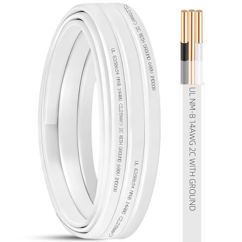 NM-B 6/3 Wire with Ground,35ft 6 AWG Copper Wire,6 Gauge 3 Conductor Nonmetallic Sheathed 6/3 NM-B Cable with Ground,Residential Indoor Electrical Wiring for Branch Circuit Switches,Outlets,Other Load in Saudi Arabia