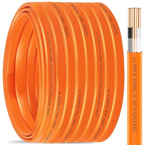 NM-B 6/3 Wire with Ground,35ft 6 AWG Copper Wire,6 Gauge 3 Conductor Nonmetallic Sheathed 6/3 NM-B Cable with Ground,Residential Indoor Electrical Wiring for Branch Circuit Switches,Outlets,Other Load in Saudi Arabia