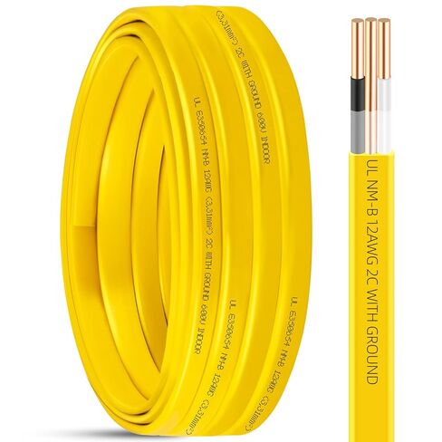 NM-B 6/3 Wire with Ground,35ft 6 AWG Copper Wire,6 Gauge 3 Conductor Nonmetallic Sheathed 6/3 NM-B Cable with Ground,Residential Indoor Electrical Wiring for Branch Circuit Switches,Outlets,Other Load in Saudi Arabia