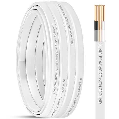NM-B 6/3 Wire with Ground,35ft 6 AWG Copper Wire,6 Gauge 3 Conductor Nonmetallic Sheathed 6/3 NM-B Cable with Ground,Residential Indoor Electrical Wiring for Branch Circuit Switches,Outlets,Other Load in Saudi Arabia
