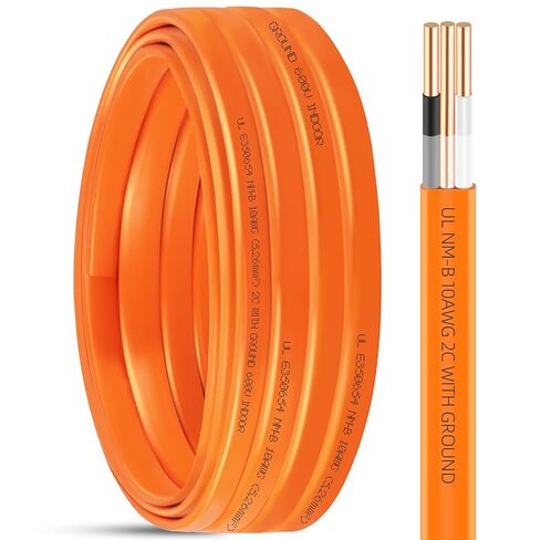 NM-B 6/3 Wire with Ground,35ft 6 AWG Copper Wire,6 Gauge 3 Conductor Nonmetallic Sheathed 6/3 NM-B Cable with Ground,Residential Indoor Electrical Wiring for Branch Circuit Switches,Outlets,Other Load in Saudi Arabia