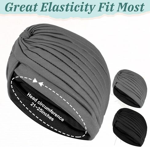 Sibba 2Pcs Chemo Beanie for Women, Elastic Cancer Headwear for Hair Loss, Unisex Soft Knot Hat Versatile Skull Cap for Daily Use Black, Gray in Saudi Arabia