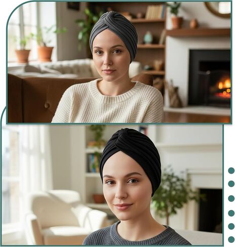 Sibba 2Pcs Chemo Beanie for Women, Elastic Cancer Headwear for Hair Loss, Unisex Soft Knot Hat Versatile Skull Cap for Daily Use Black, Gray in Saudi Arabia