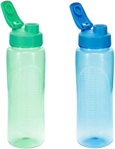 Plastic Water Bottles 24 oz Blue and Green, Flip-Top Lid BPA Free, 2-Pack Sports Work Out Daily Use Multicolor Bundle in Saudi Arabia