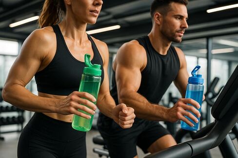 Plastic Water Bottles 24 oz Blue and Green, Flip-Top Lid BPA Free, 2-Pack Sports Work Out Daily Use Multicolor Bundle in Saudi Arabia