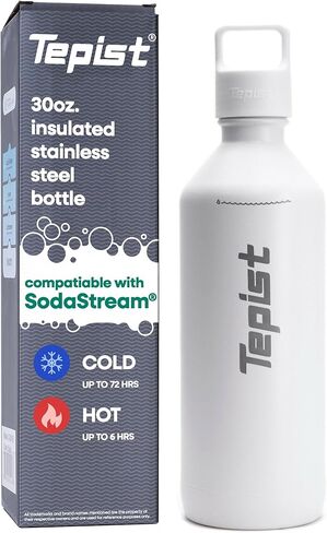 زجاجة TwentyO سعة 20 أونصة من الفولاذ المقاوم للصدأ متوافقة مع آلات Sodastream | مسحوق المغلفة المرجان | فراغ مختوم | مزدوجة الجدران | مانعة للتسرب | سهل الحمل | زجاجة قابلة لإعادة الاستخدام in Saudi Arabia