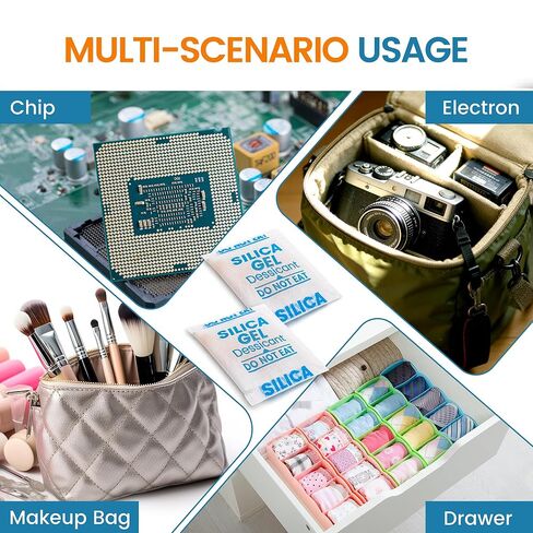 50PCS 2g Silica Gel Packets, Moisture Absorbers Desiccant Packs for Storage, Clothes, Shoes, Electronics, 3D Printer Filament, Jewelry, Spices, Safes, Tools in Saudi Arabia