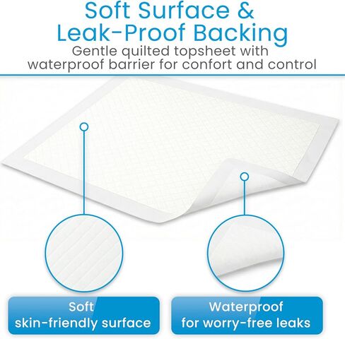 وسادات سرير سلس البول من شركة شورز - وسادات تغيير للاستعمال مرة واحدة للأطفال - وسائد داخلية للتبول للبالغين في السرير - وسائد سفلية ماصة لتدريب الجراء - قطع الحيوانات الأليفة - للرجال والنساء والأطفال (23 بوصة × 36 بوصة) in Kuwait