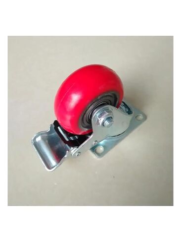 1 piece Caster 3 inches Iron core PU Swivel Wheel with Brake Medium red Round Rubber Coating in Saudi Arabia