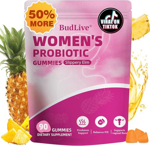 Vaginal Probiotics Gummies for Women, pH Balance for Women, Feminine Probiotics Gummy for Vaginal Health, Odor Control, Gut Health, Immune Support, Pineapple Probiotic Gummies for Woman, 90 Count in Saudi Arabia