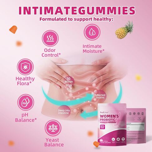 Vaginal Probiotics Gummies for Women, pH Balance for Women, Feminine Probiotics Gummy for Vaginal Health, Odor Control, Gut Health, Immune Support, Pineapple Probiotic Gummies for Woman, 90 Count in Saudi Arabia