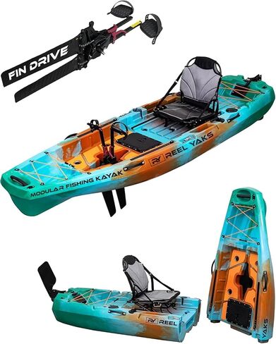 10ft Modular Radar Reel Yaks Fin Drive Fishing Kayak | Super Lightweight, 400lbs Capacity | Easy to Store - Easy to Carry | Beats Inflatables | No roof Racks - no Wall Racks | Adults Youths Kids in Saudi Arabia