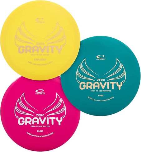 Latitude 64 Gravity Disc Golf Starter Set | 3 Piece Disc Golf Set | Pure, Fuse, Explorer | Lightweight, Floating Plastic for Longer Flights | Perfect for Beginners | 120-130g (Colors May Vary) in Saudi Arabia