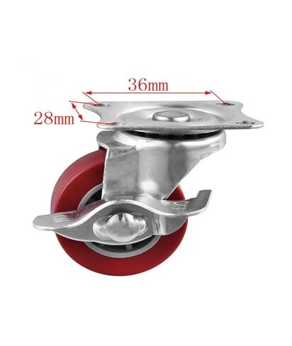 4pcs/Batch casters Customized 1.5 inch Maroon PU Brake Wheel Diameter 40 Polyurethane casters Height 5 Male with Universal Head in Saudi Arabia