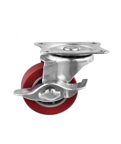 4pcs/Batch casters Customized 1.5 inch Maroon PU Brake Wheel Diameter 40 Polyurethane casters Height 5 Male with Universal Head in Saudi Arabia
