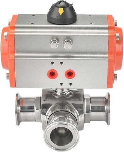 Stainless Steel Tri-clamp Sanitary Pneumatic Three-Way Ball Valve For Sanitary Applications 1Pcs(32L) in Saudi Arabia