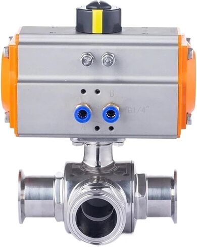 Stainless Steel Tri-clamp Sanitary Pneumatic Three-Way Ball Valve For Sanitary Applications 1Pcs(32L) in Saudi Arabia