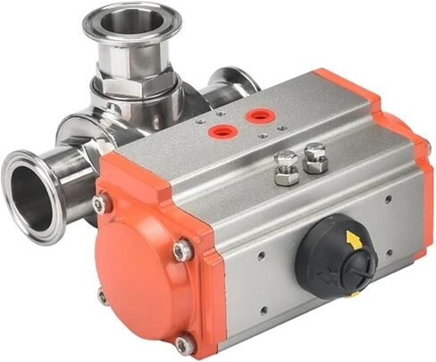 Stainless Steel Tri-clamp Sanitary Pneumatic Three-Way Ball Valve For Sanitary Applications 1Pcs(32L) in Saudi Arabia