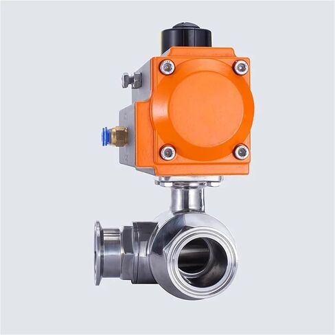Stainless Steel Tri-clamp Sanitary Pneumatic Three-Way Ball Valve For Sanitary Applications 1Pcs(32L) in Saudi Arabia