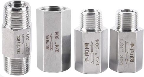 304 Stainless Steel Male/Female Thread PT Thread 1/8 1/4 3/8 1/2 3/4 Inch Hexagonal Direct Non-Return Inline One-Way Check Valve 1Pcs(Male to Male,3/8") in Saudi Arabia