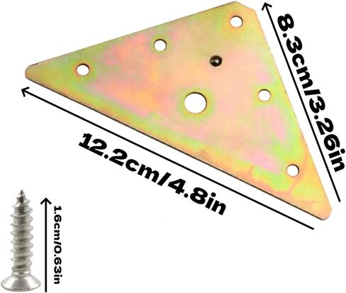 6Pcs Triangle Steel Plate Reinforced Triangular Metal Straight Bracket Plate Flat Brace Bracket with 30Pcs Mounting Screws for Furniture Assembly and Structural Support in Saudi Arabia