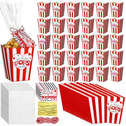 Teenyyou 30 Set Father's Day Popcorn Boxes Best Pop Ever Treat Bag Popcorn Bucket Container Gift Tag with String Funny Dad Gift for Father's Birthday Party in Saudi Arabia
