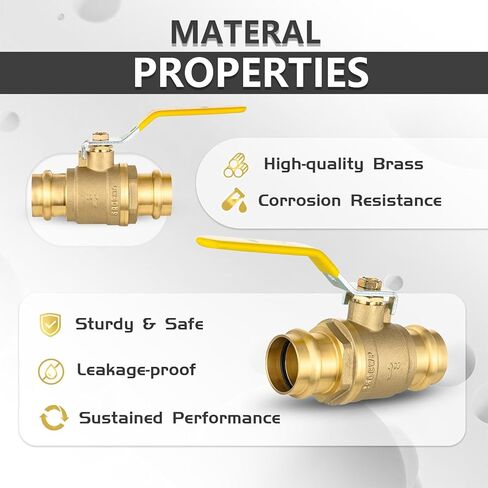 5-Pack Foskan 1" Copper Press Ball Valve with Yellow Handle, Quarter Turn with EPDM O-ring, Brass Full Port Shut-off Valve for Hot and Cold Water Application in Kuwait