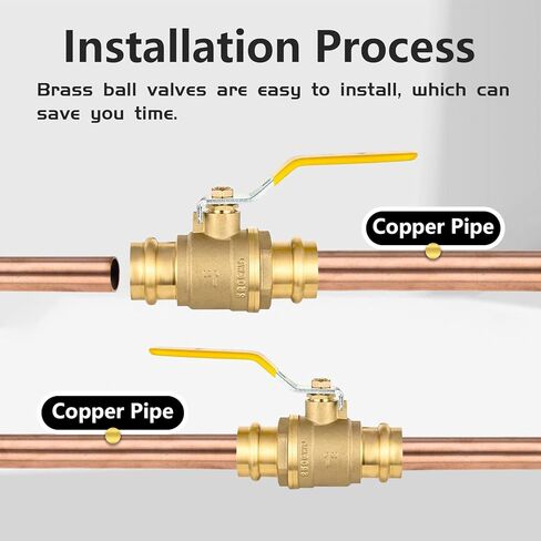 5-Pack Foskan 1" Copper Press Ball Valve with Yellow Handle, Quarter Turn with EPDM O-ring, Brass Full Port Shut-off Valve for Hot and Cold Water Application in Kuwait